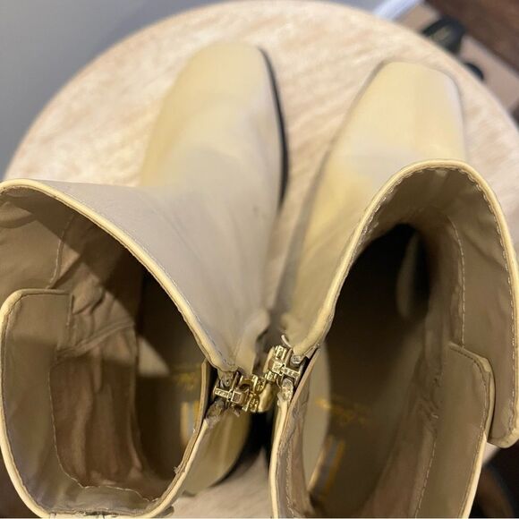 Sam Edelman Thatcher Square‎ Toe Faux Leather Boots, 7.5 Eggshell, Ivory NWOB - Picture 8 of 11